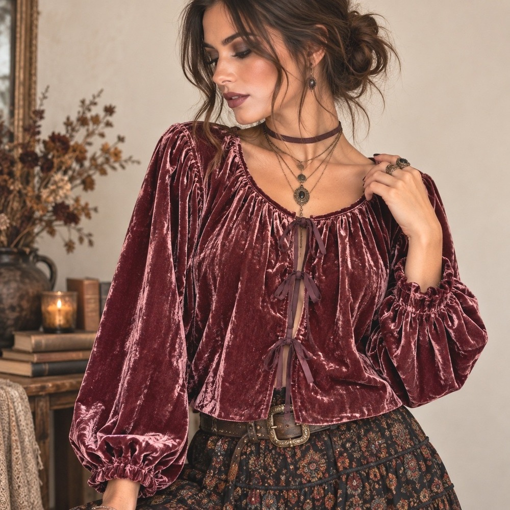Banana Republic Velvet Tie Front Cardigan Sz S Whimsygoth Dark Academia Holiday